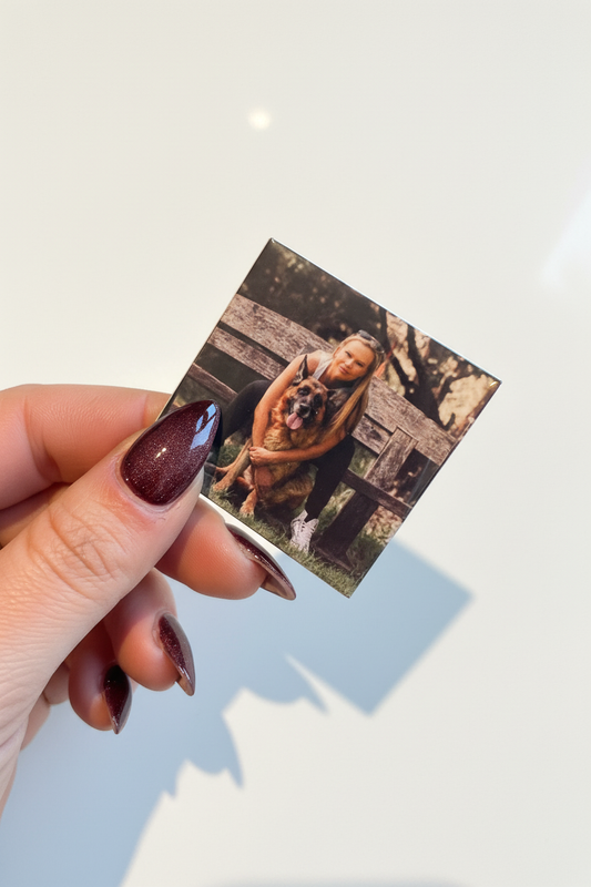 Original Photo Magnet tidied up with hand